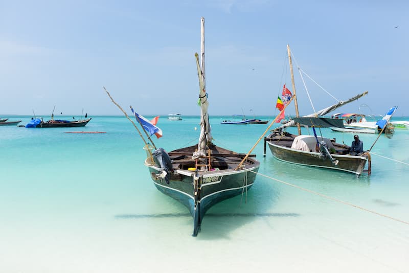 Ngalawa moored on Zanzibar beach